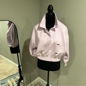 NWT SZM: Nike Phoenix Fleece Three-Qtr Sleeve Crop Polo Swtshrt -Women’s Medium